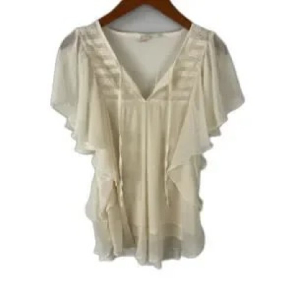 Mudd Cream Lace Prairie Blouse Size Medium Cottagecore Cute Pretty Chic